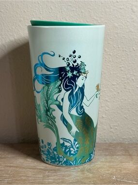 NEW Starbucks 2022 Teal Blue Green Gold Metallic Siren Mermaid Ceramic 12oz